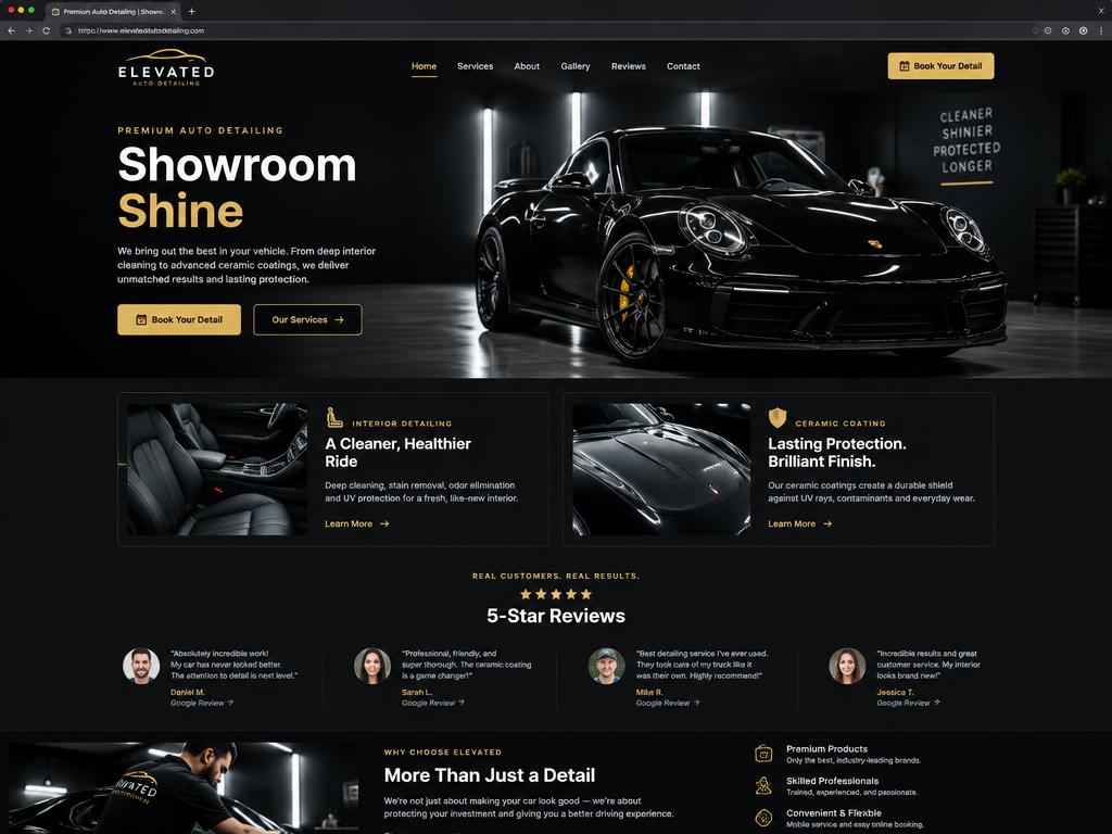 Elevated Auto Detailing — Auto Detailing website preview