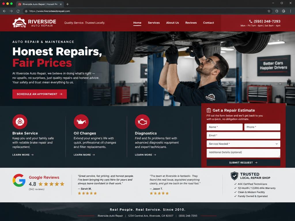 Riverside Auto Repair — Auto Repair website preview