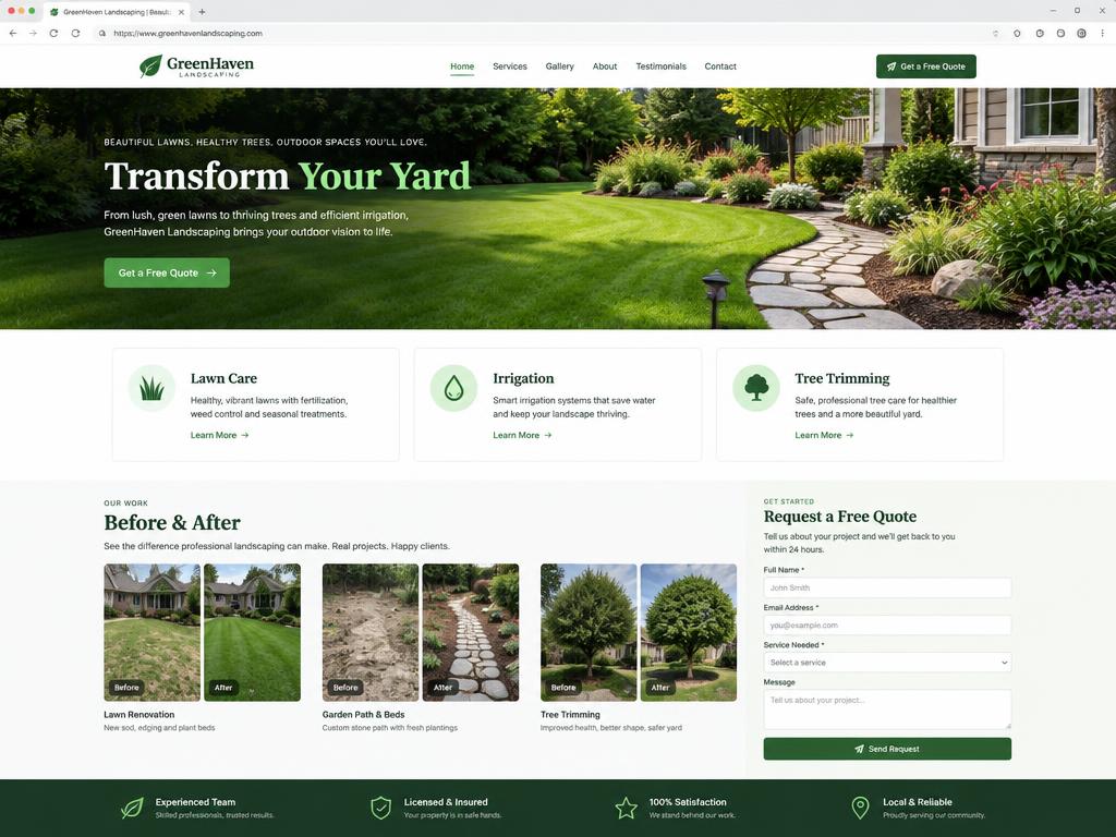 GreenHaven Landscaping — Landscaping website preview