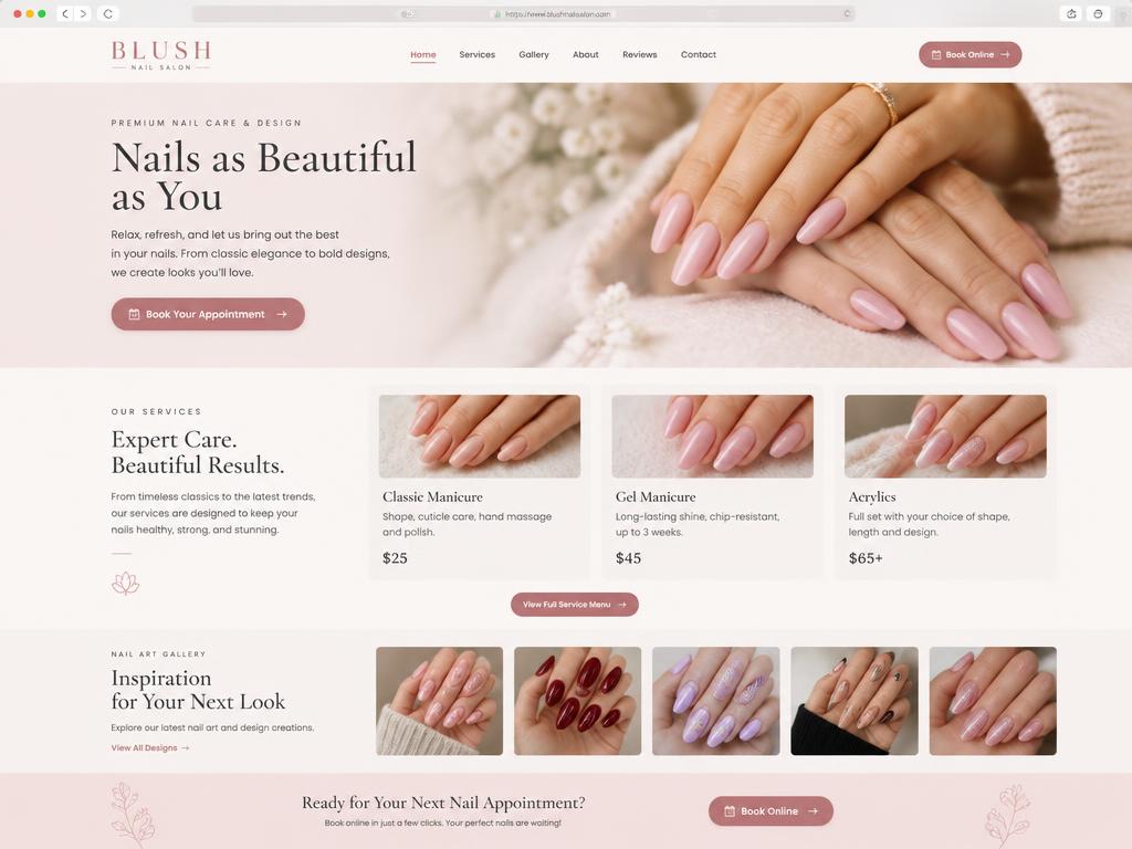 Blush Nail Salon — Nail Salon website preview